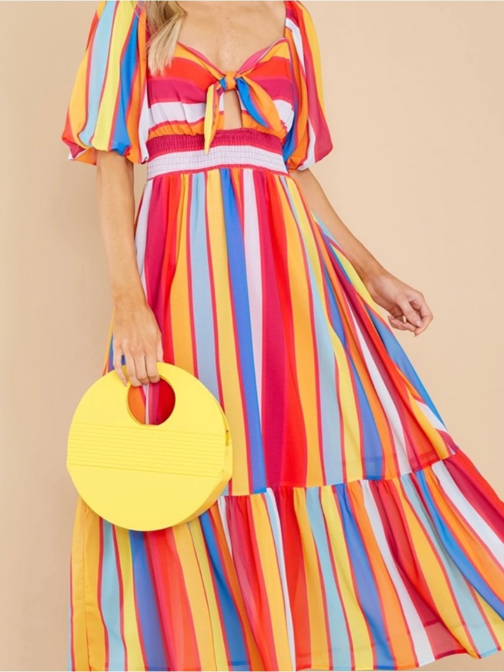 NWT Sunday Up Bring Her To Life Rainbow Print Maxi Dress Size Small